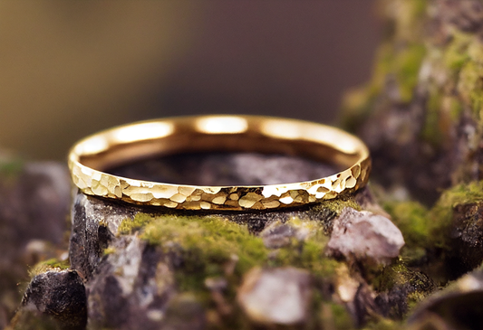 Unique 2-8mm Hammered Solid Gold Wedding Band - Yellow Gold Ring, Matte or High Polish Finish - Handmade