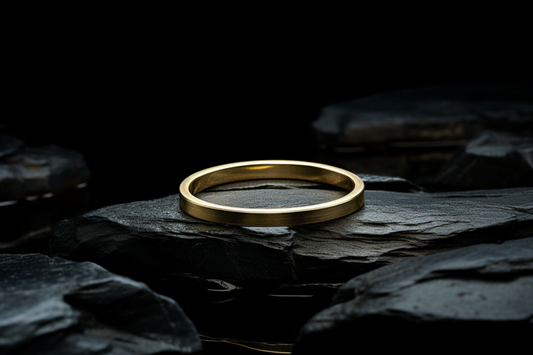 Solid Gold 1 or 2mm Matte Flat Shaped Wedding Band, Handmade Wedding Ring