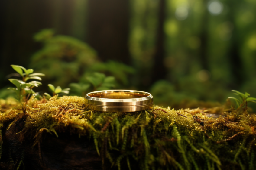 Flat Gold Band With Centre Groove & Precision Cut Edges