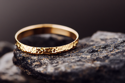 Unique 2-8mm Hammered Solid Gold Wedding Band - Yellow Gold Ring, Matte or High Polish Finish