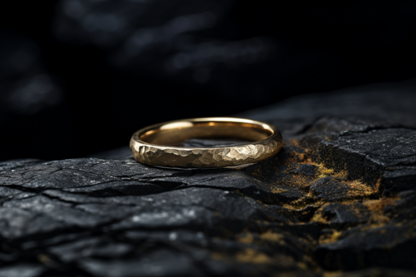 Solid Gold 2mm Hammered Matte Wedding Band, Handmade Wedding Ring, Hammered Design