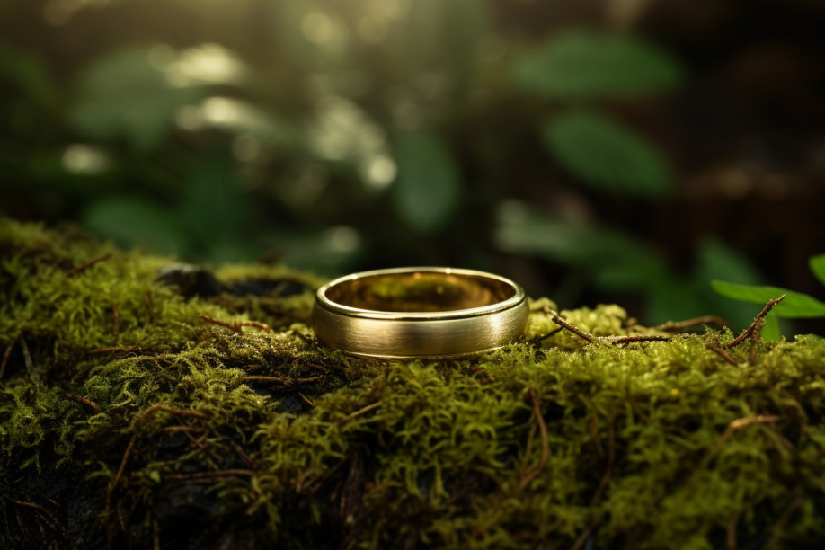 Matte & Round Edged Gold Wedding Band