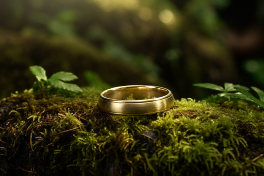 Matte & Round Edged Gold Wedding Band