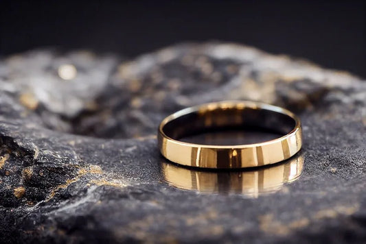 Flat Solid Gold Handcrafted Wedding Band