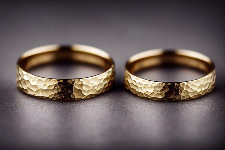 Hammered Solid Gold Wedding Band In 2-8MM