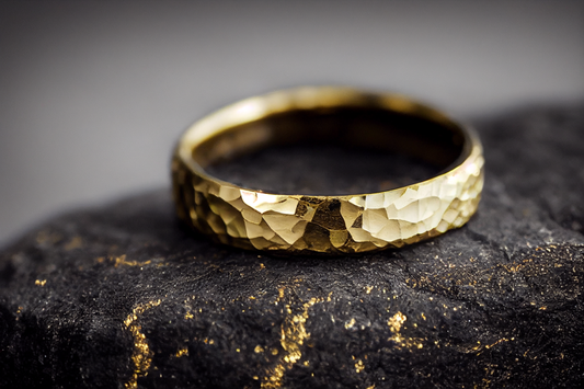 Hammered Solid Gold Wedding Band In 2-8MM