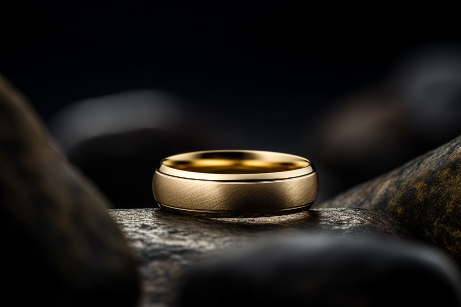 Solid Gold Wedding Band In 2-8MM, Dome Shaped Sideways Matte & Bevelled Edges Handmade Wedding Ring, Handcrafted