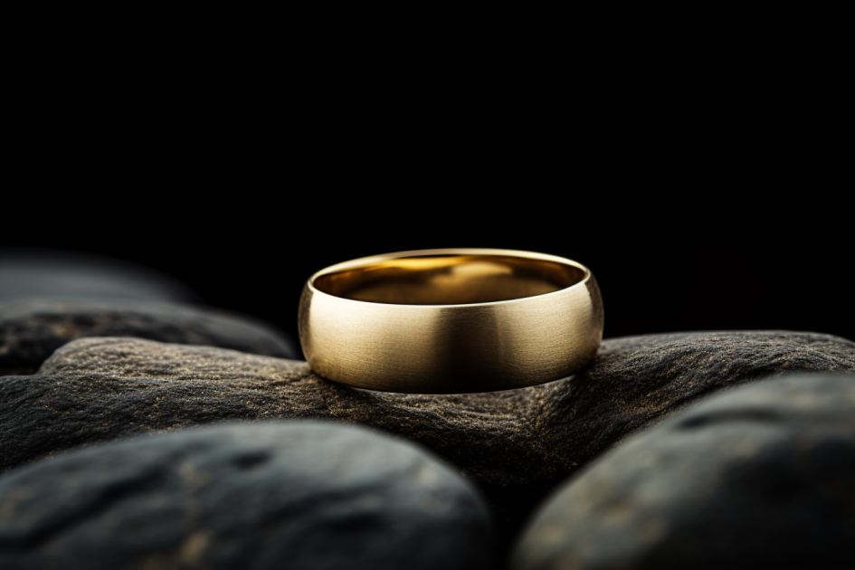 Brushed Satin Finish Classic Gold Dome Shaped Wedding Band