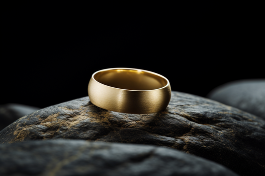 Satin Classic Solid Gold Dome Shaped Wedding Band - Brushed Satin Finish for Understated Elegance