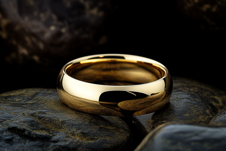 Solid Gold Polished Dome Shaped Wedding Band - Timeless Radiance and Sophistication