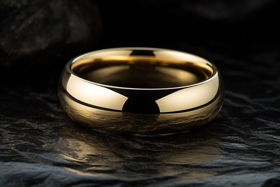 Solid Gold Polished Dome Shaped Wedding Band - Timeless Radiance and Sophistication