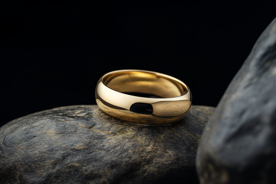 Solid Gold Polished Dome Shaped Wedding Band - Timeless Radiance and Sophistication