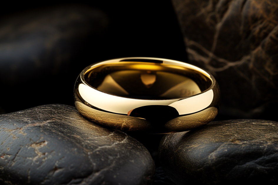 Solid Gold Polished Dome Shaped Wedding Band - Timeless Radiance and Sophistication