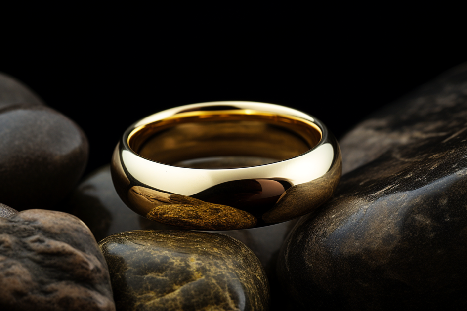 Solid Gold Polished Dome Shaped Wedding Band - Timeless Radiance and Sophistication