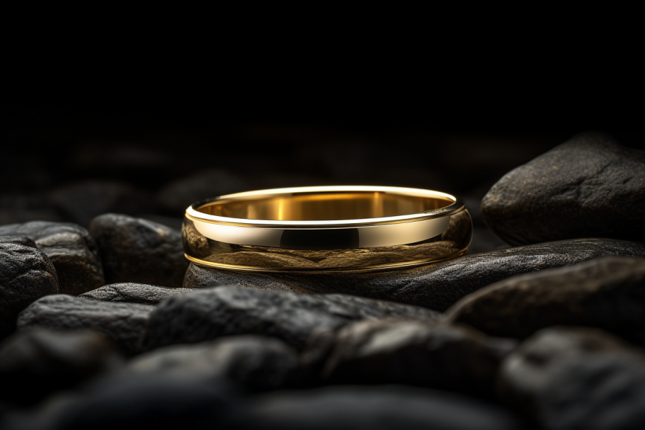 Solid Gold Dome Shaped Wedding Band With Rounded Edges