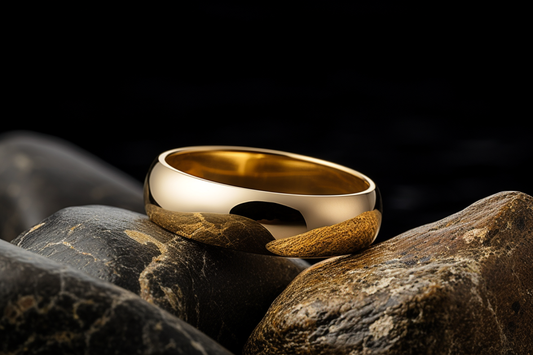Elegant Dome Shaped Classic Solid Gold Wedding Band
