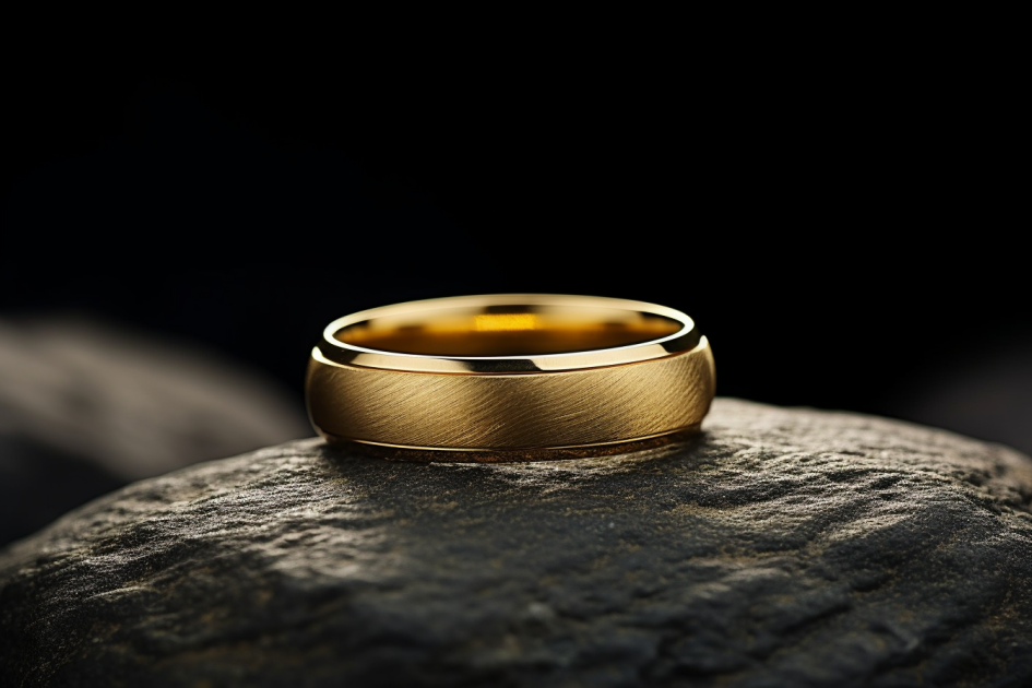 Solid Gold Wedding Band In 2-8MM, Dome Shaped Sideways Matte & Bevelled Edges Handmade Wedding Ring, Handcrafted