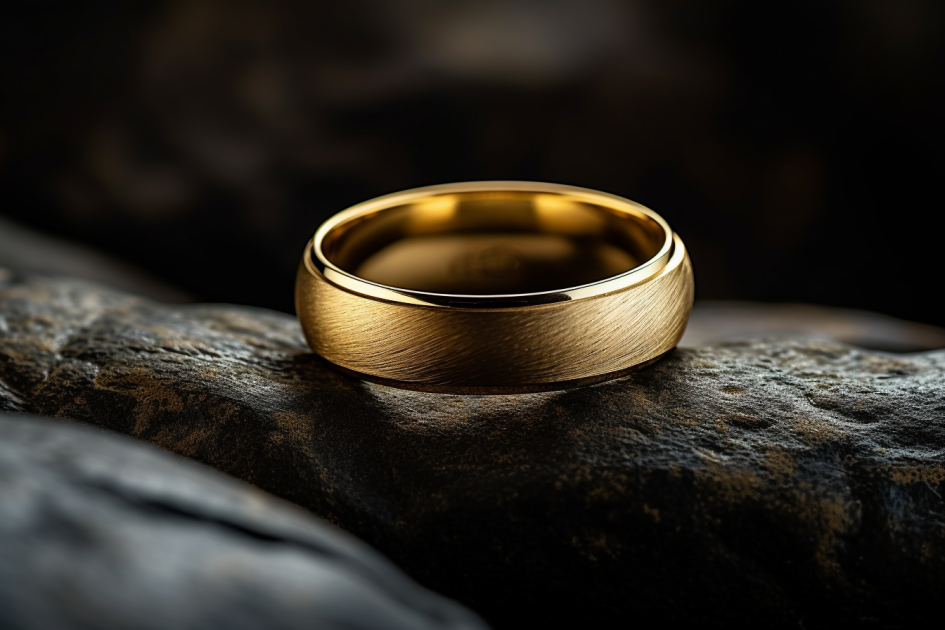 Solid Gold Wedding Band In 2-8MM, Dome Shaped Sideways Matte & Bevelled Edges Handmade Wedding Ring, Handcrafted