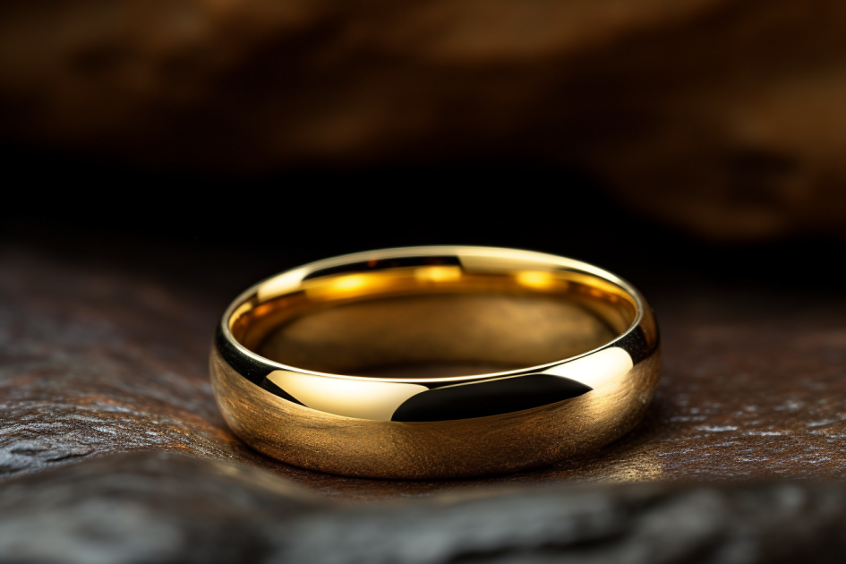 Elegant Dome Shaped Classic Solid Gold Wedding Band