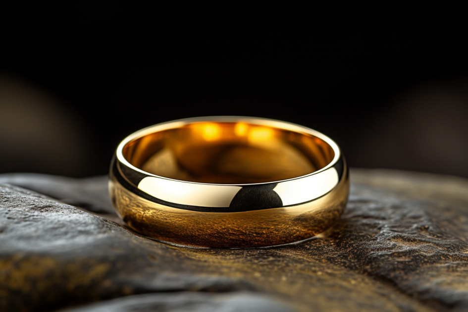 Elegant Dome Shaped Classic Solid Gold Wedding Band