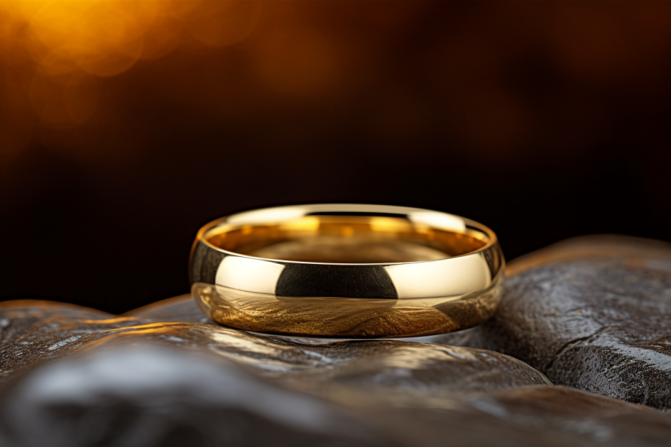 Elegant Dome Shaped Classic Solid Gold Wedding Band