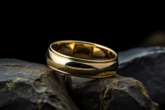 Solid Gold Dome Shaped Wedding Band With Rounded Edges