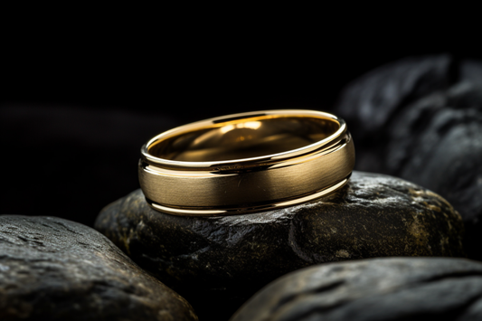 Satin Brushed Finish & Shiny Round Edges Solid Gold Dome Shaped Wedding Band, In 2-8MM, Handmade Wedding Ring, Handcrafted