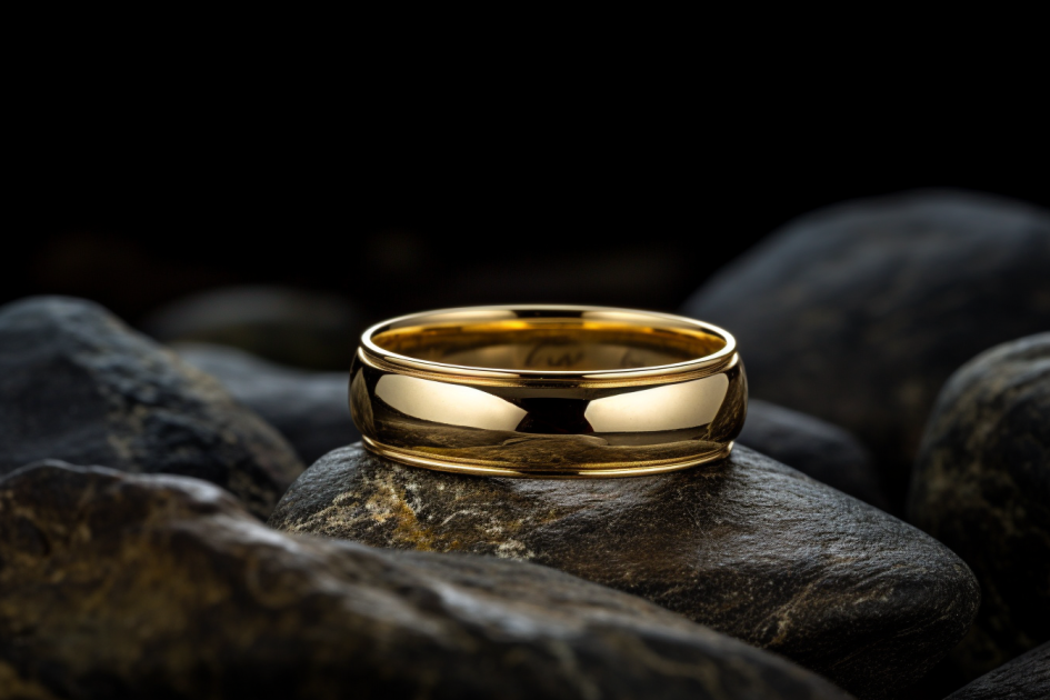 Solid Gold Dome Shaped Wedding Band With Rounded Edges