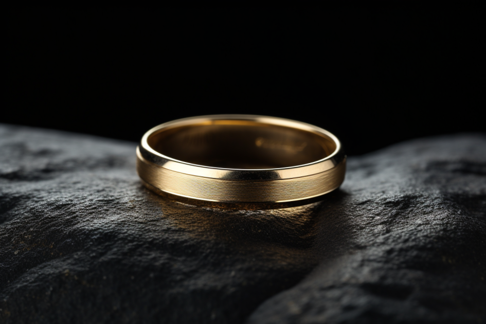 Flat Shaped Matte & Bevelled Edges Gold Ring