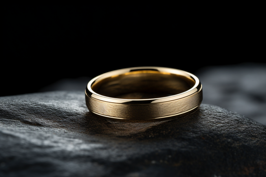 Flat Shaped Matte & Bevelled Edges Gold Ring