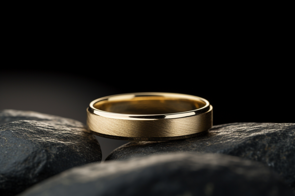 Flat Shaped Sideways Matte & Bevelled Edged Wedding Band