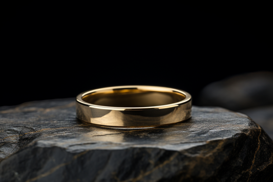 Solid Gold Flat Shaped Classic Wedding Band | Handcrafted | Classic Design