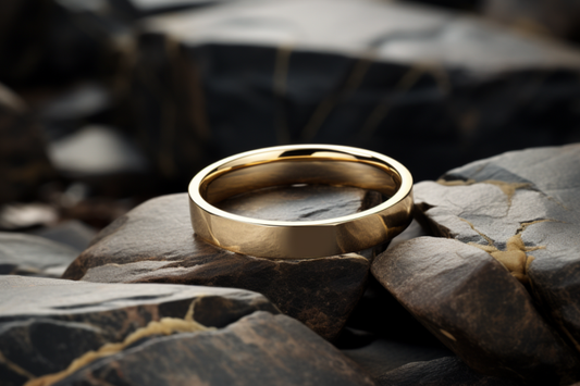 Solid Gold Flat Shaped Classic Wedding Band | Handcrafted | Classic Design