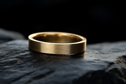 Classic Matte Finished Solid Gold Flat Shaped Wedding Band