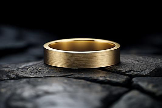 Classic Matte Finished Solid Gold Flat Shaped Wedding Band