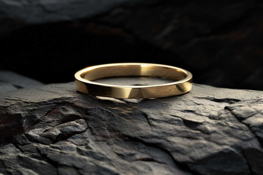 Handmade Solid Gold Polished Flat Shaped Wedding Band