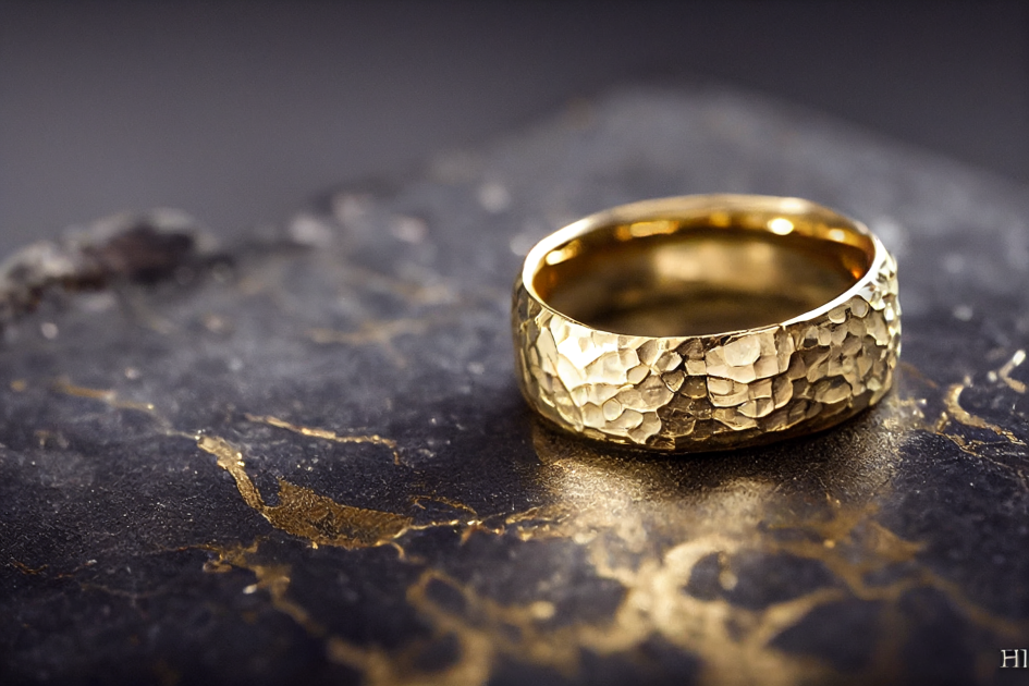 Hammered Solid Gold Wedding Band In 2-8MM