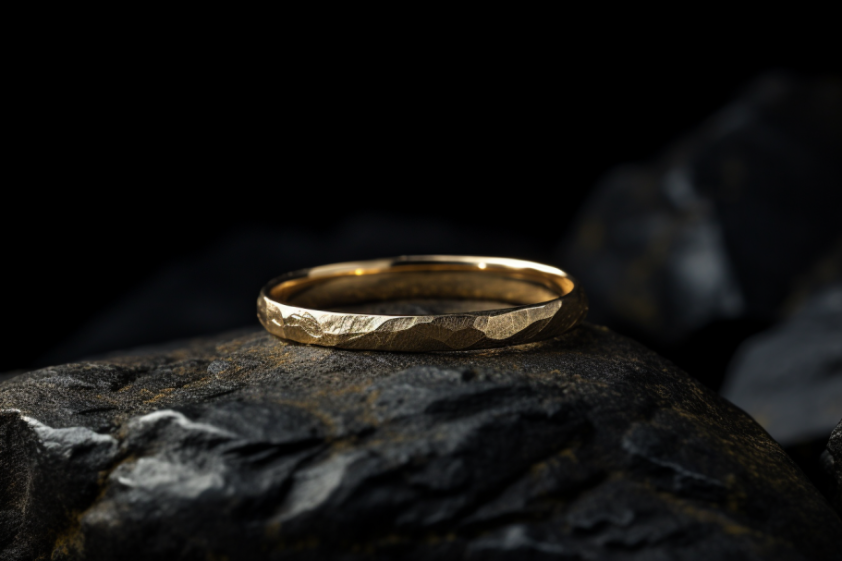Solid Gold Hammered Matte Wedding Band, Handmade Wedding Ring, Hammere ...