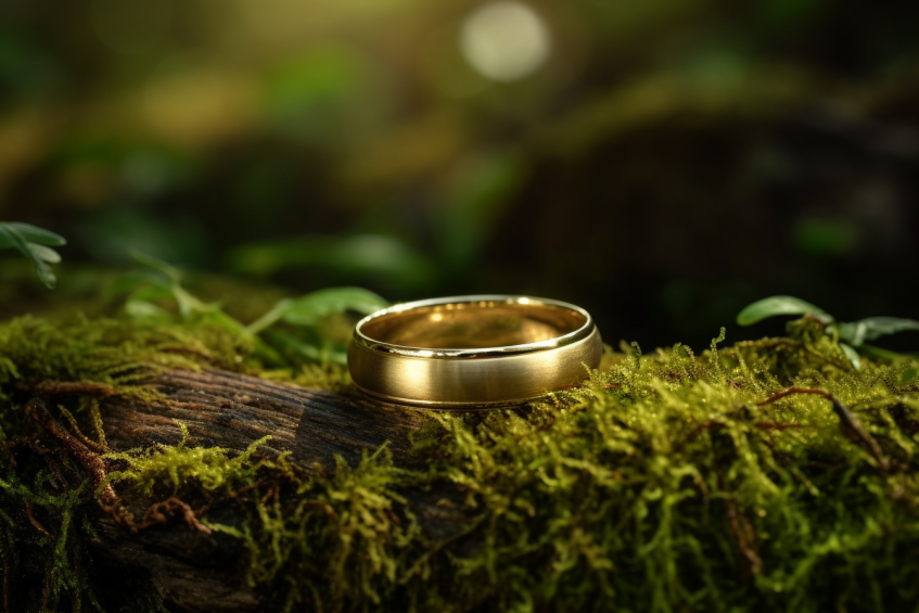 Matte & Round Edged Gold Wedding Band