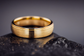 Matte Flat Shaped & Cut Edges Gold Wedding Band