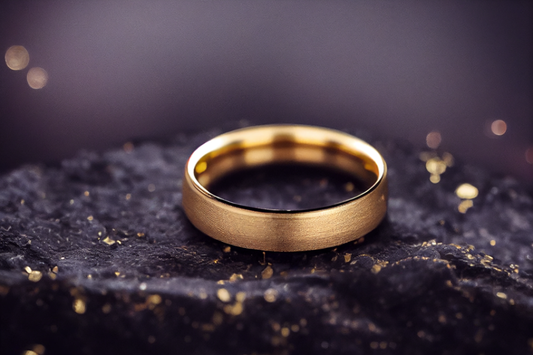 Flat Shaped Solid Gold Satin Finish Wedding Band