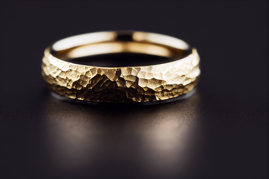 Hammered Solid Gold Wedding Band In 2-8MM